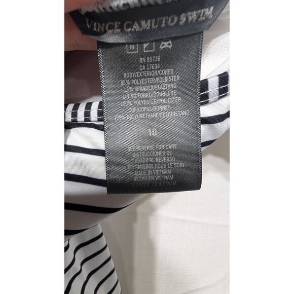 Vince Camuto Womens Blossom Stripes One Piece Swimsuit 10 Off The Shoulder - Picture 7 of 8